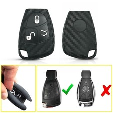 Carbon Fiber Pattern Soft Silicone Car Key Fob Cover For Mercedes Benz W203 W204