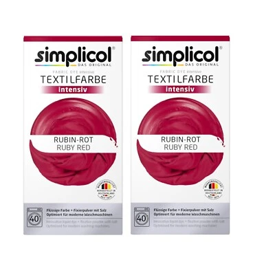 Simplicol Textilfarbe intensiv Rubin-Rot 150g 2er Pack