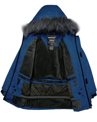 Wantdo Boy's Waterproof Winter Parka Coat Outdoor Rain coat With Fur Hood Fleece - Picture 25 of 39