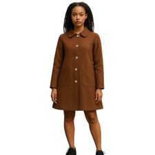 Allegra K - Women's - Pea Coat - Single Breasted - Color: Brown - Size M