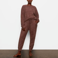 Skims NWT Boucle Teddy Cozy Knit Joggers Brown Fleece Sherpa Drawstring 2X-3X