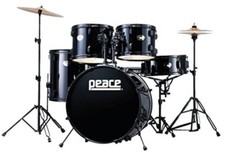 Batteria PEACE nera con SILENZIATORI su piatti e tamburi