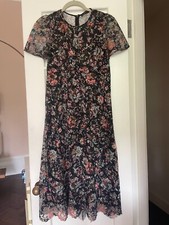 Dress Size S 8 /10 Zara Floral Lace Fit Flare Midi Short Sleeve Party or Casual