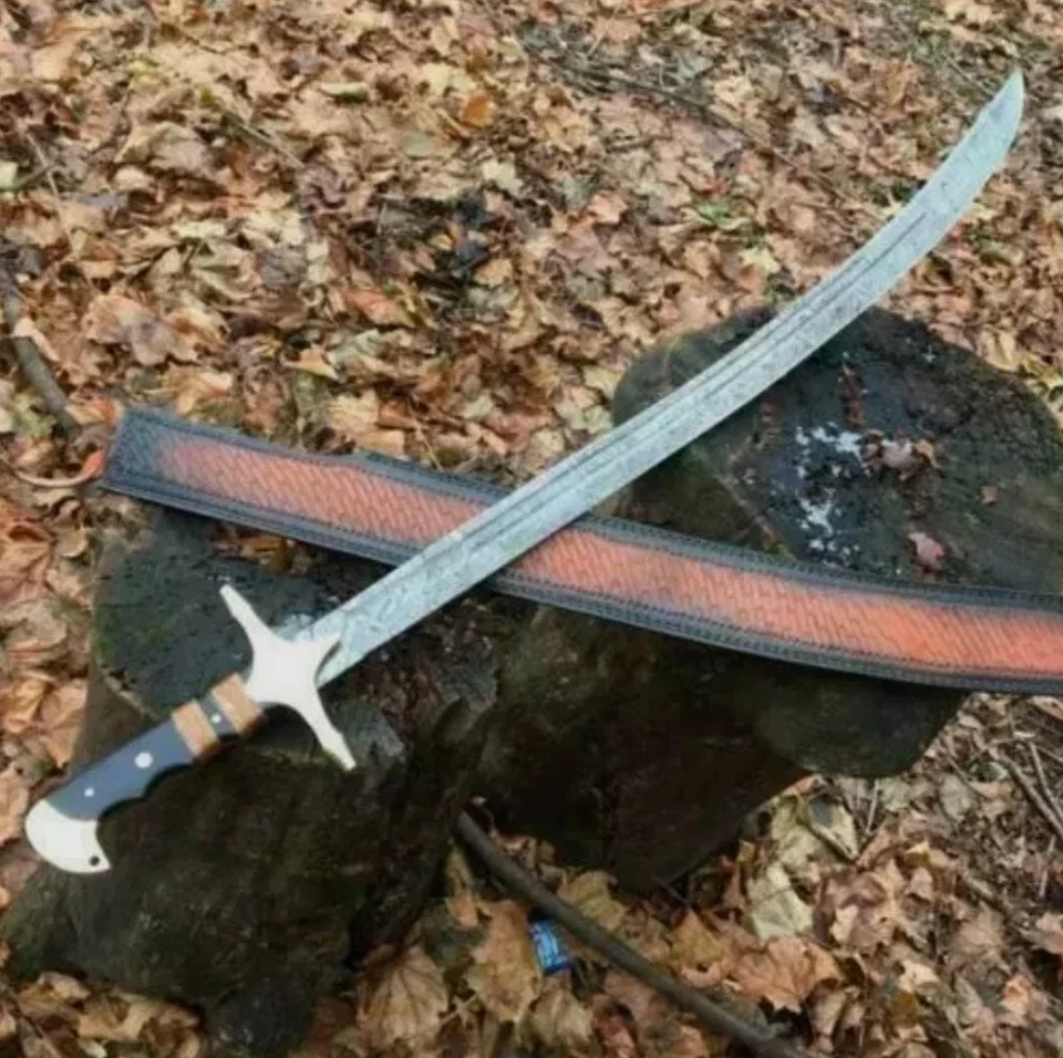 Espada islámica hecha a mano real 36 '', espada larga, espada cimitarra, espada otomana Foto 2 de 4