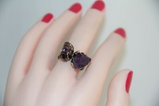 Stunning Raw Amethyst Sterling Silver Gold Vermeil Ring