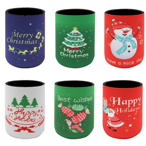 6x Soportes de Navidad Stubby Stubbie Botella de Cerveza Bebida Enfriador Santa Renos - Imagen 6 de 10