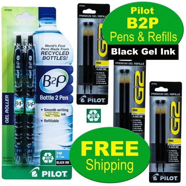 Pilot B2P 07 Recycled Pens & Refills, Bottle 2 Pen, Black Gel Ink, 0.7mm Fine eBay