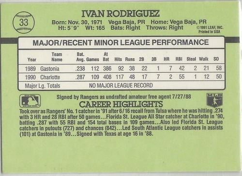Ivan Rodriguez Texas Rangers HOF Rookie Cards Buy 1-2nd @ 50% OFF - Picture 8 of 8
