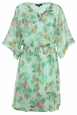 Yesta by X TWO Chiffon Kleid Tunika Shirt Sommerkleid Kurzarm Midi Plusgröße