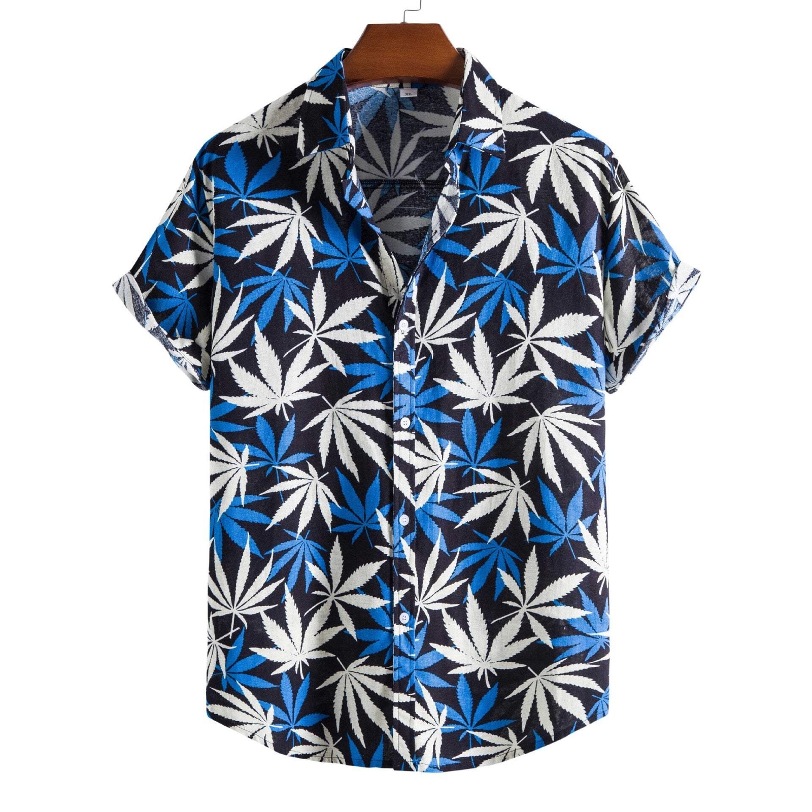 Slim Fit Leaf Print Short Sleeve Shirt for Men - Trendy Summer Beach Casual Wear