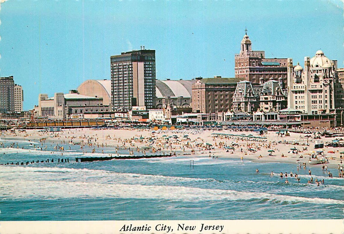 Postcard Ocean View of Skyline Beach, Atlantic City, New Jersey