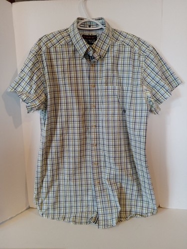Ariat Pro Series Shirt Mens LT Green Check Short Sleeve Button Down Ranchwear