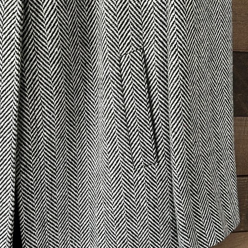 J. Peterman Women's Black White Chevron Button Overcoat - Picture 4 of 10