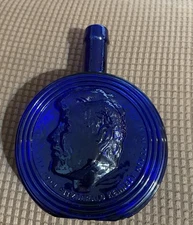 Vtg Wheaton 1st Edition JFK John F Kennedy Blue Carnival Glass Decanter Bottle
