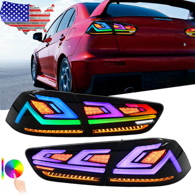 Pair RGB LED Tail Light Turn Signal For Mitsubishi Lancer EVO X EX 2008-21 LH+RH