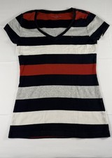 Tommy Hilfiger Womens S Striped V-Neck Gray W...