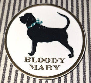 DRAPER JAMES BLOODHOUND "Bloody Mary" HUNTING DOG w/CHECKS TRINKET DISH COASTER