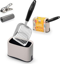 Heavy Duty Full Metal Cat Litter Scoop with Holder - Speed Sifter Litter Box Sco