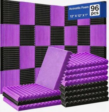 12-96PCS Acoustic Wall Panels Studio Sound Noise Proofing Insulation Foam purple