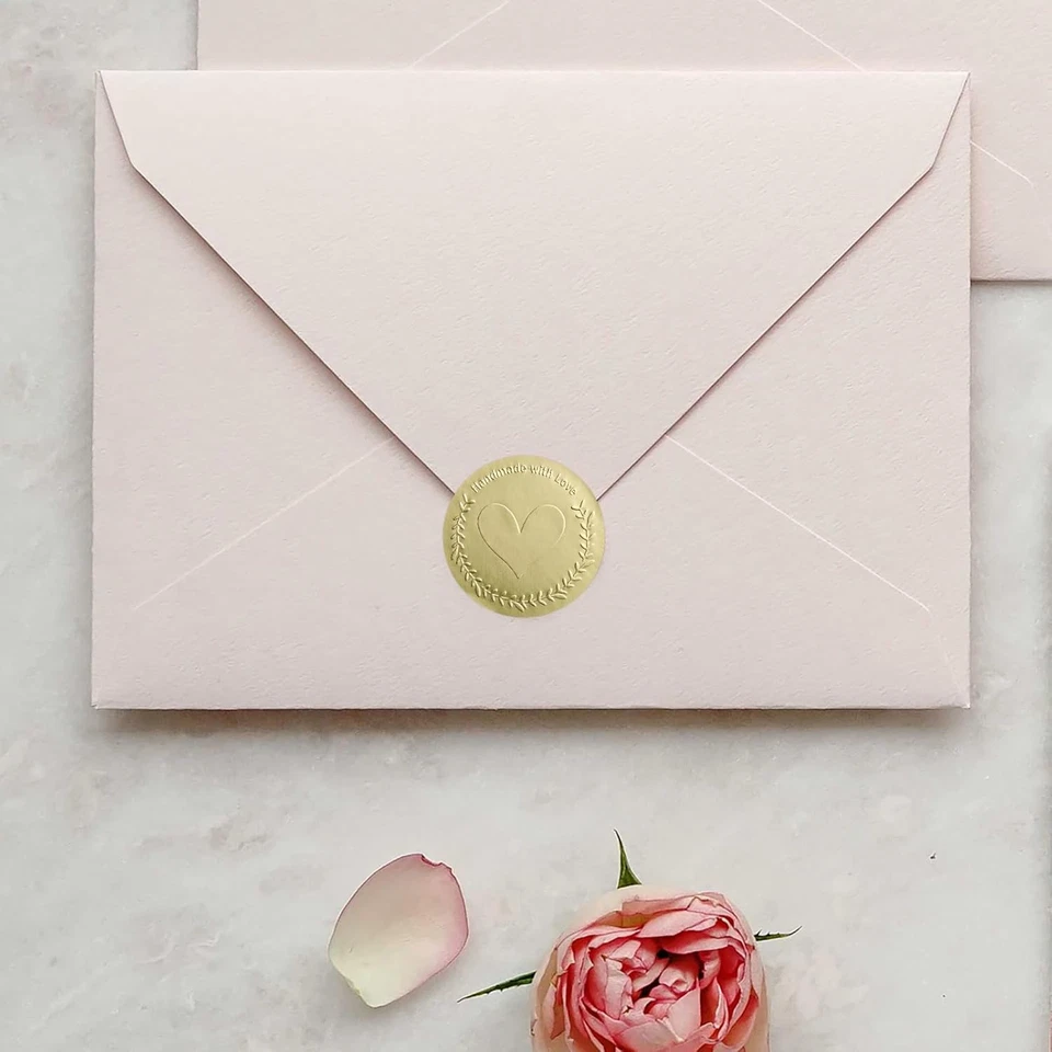 100 X Handmade with Love Stickers – Embossed Gold Foil Labels – Small Business P - Image 3 of 4