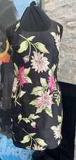 VTG Scarlett Y2K Black Floral Dress Back Zip Knee Length Size 10