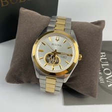 Bulova Surveyor 98A284 Men's Automatic Watch White Gold Dial Steel 42mm NEW