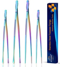 4 Pcs Kitchen Tweezers, 12'' and 10'' Stainless Steel Cooking Tweezers Set, H...
