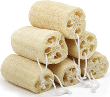 6 Pack Natural Loofah Exfoliating Body Scrubber, 5 Inches Organic Luffa Bath Spo