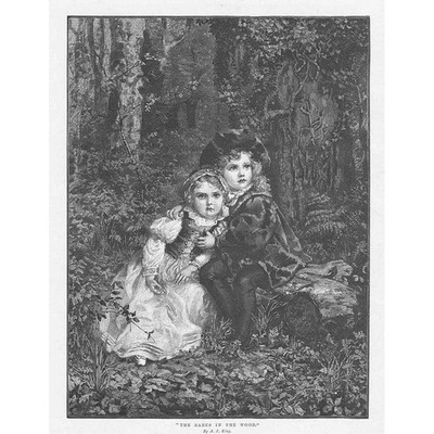 ALLEN J KING Babes in the Wood - Antiker Druck 1897