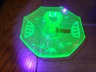 Vintage Heart Handle Green Serving Tidbit Dish ~ Uranium Depression Glass
