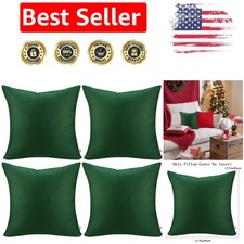 Fade Resistant Christmas Green Pillow Covers - Pack of Four 16x16 Cushion Cases