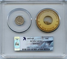 1853-O 10¢ Seated Liberty W/Gold Pinch / SS Central America Ship of Gold / PCGS