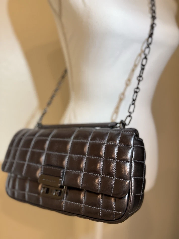 Michael Kors Tribeca Mediana Convertible Cadena Hombro Gunmetal Nuevo con Etiquetas Foto 3 de 4