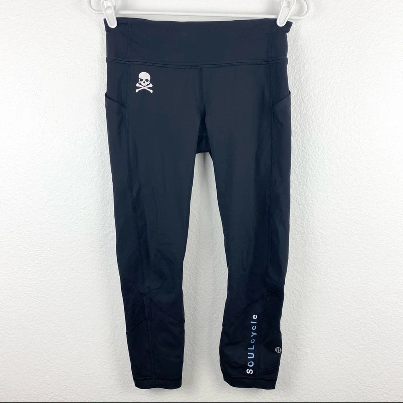 lululemon x soulcycle crop skull leggings