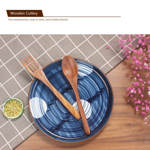 3Pcs/Set Knife Fork And Spoon Wooden Portable Cutlery Dessert Tableware For Kit - Picture 6 of 12