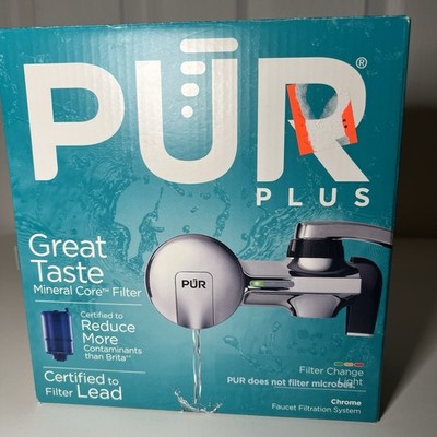 PUR Plus Chrome Horizontal Faucet Mount Water Filtration System, model PFM400H