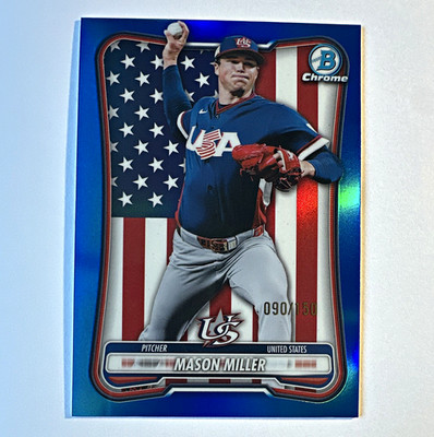 2026 Bowman Chrome Baseball Mason Miller USA WBC-71 True Blue🔥#/150🔥 