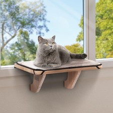 PETSFIT Window Perch Cat Hammock Seat with Natural Solid Wood Removable Fleece