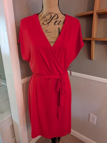 Nine West Women’s Faux Wrap Dress Red Size XL NWT