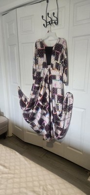 Beautiful Designer Monogram Silk Long Dress. Size M 