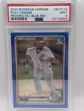 2020 Bowman Chrome BLUE REFRACTOR /150 RILEY GREENE #BCP122 PSA 9 MINT Tigers
