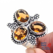 Sterling Silver Natural Smokey Quartz Channel Set Statement Ring Jewelry Size 9