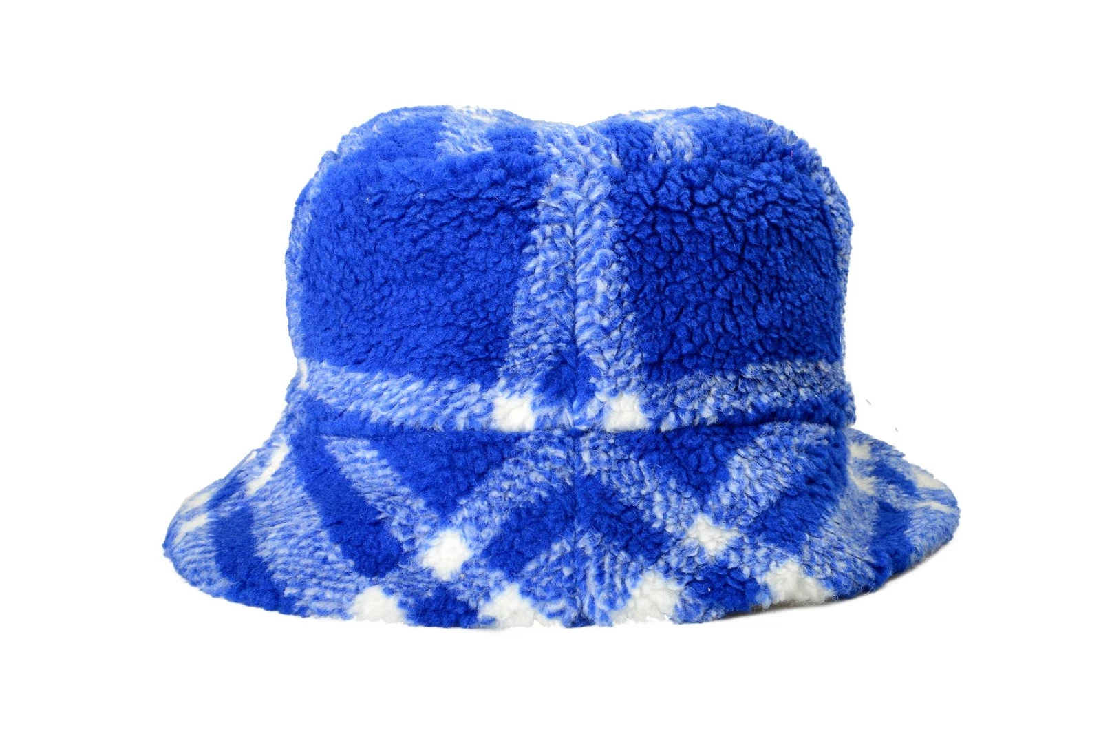 Burberry Fleece Multi-Color Check Print Wool Reversible Bucket Hat Size S