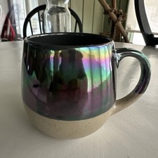 Boston Warehouse Large Coffee Mug Cup Ceramic Iridescent Chrome Look 20 Ounce