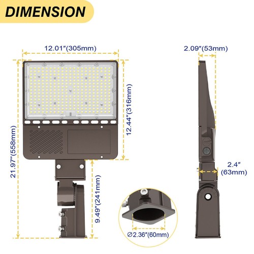 150W LED Parking Lot Light Commercial Outdoor Shoebox Street Ploe Light 22,500LM - Picture 2 of 12