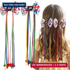 2PCS Back to School Hair Bows for Girls, First Day of School Hair Bow Clips with