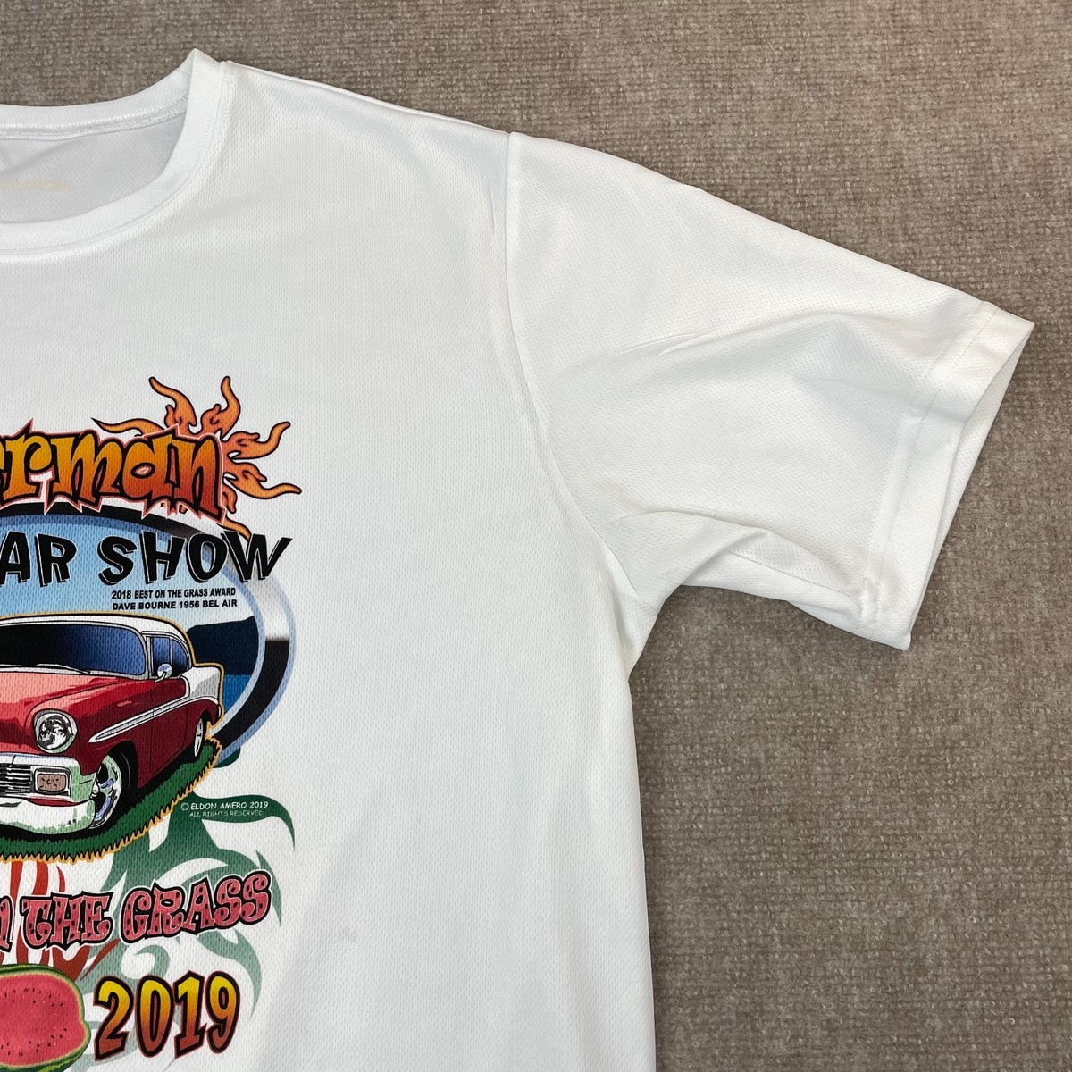 Sport Tek Hagerman's Car Show T Shirt Mens XL White A Blast On The Grass Graphic View 6