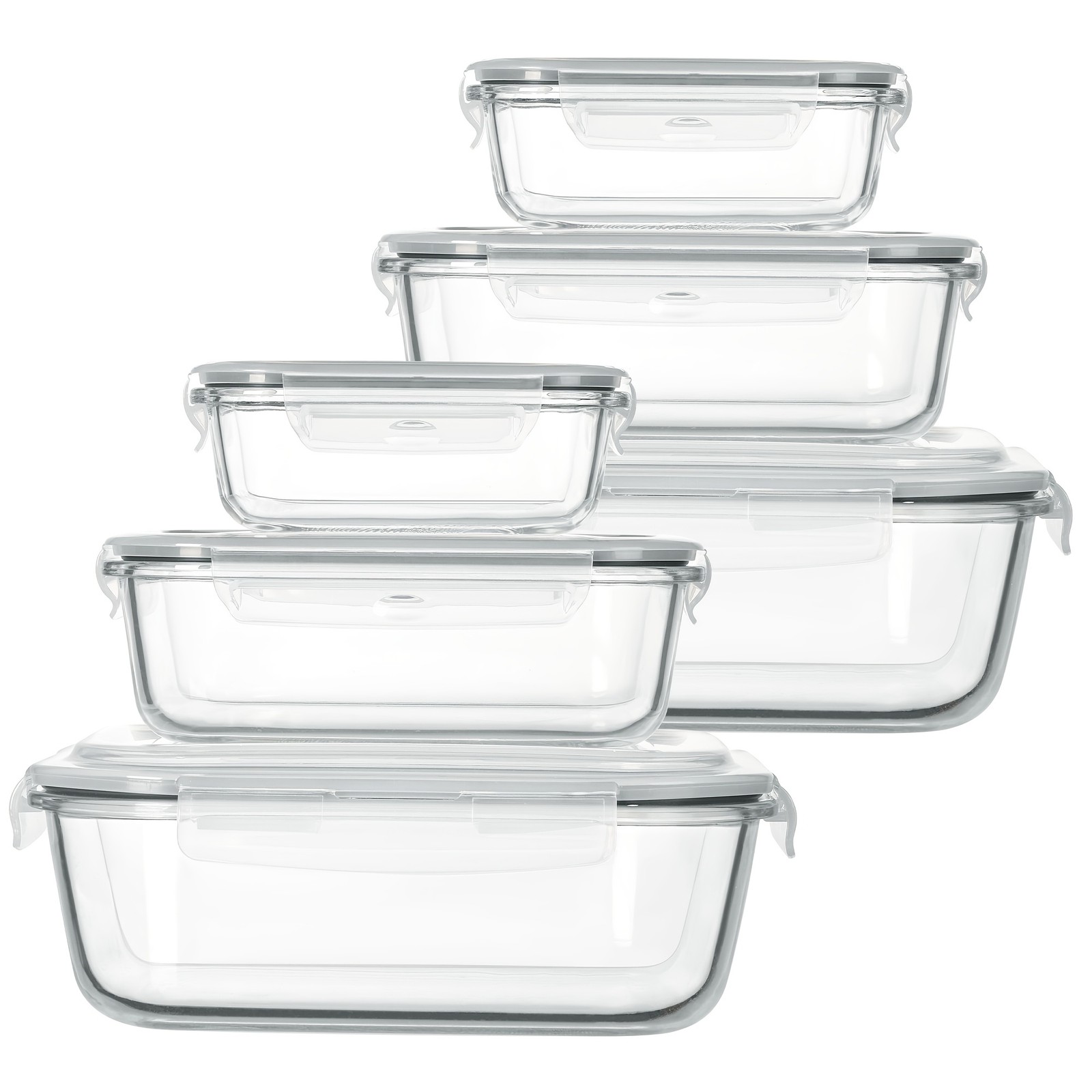 CHEFSTORY 6-Pack Extra Large Glass Food Storage Containers with Lids