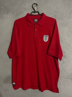 England Team Vintage Football Soccer Training Polo Shirt Red Admiral Men sz 2XL