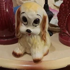 Vintage 1950s Big Eye Puppy Planter 5.5 Inches Tall Hull Pottery USA White Red